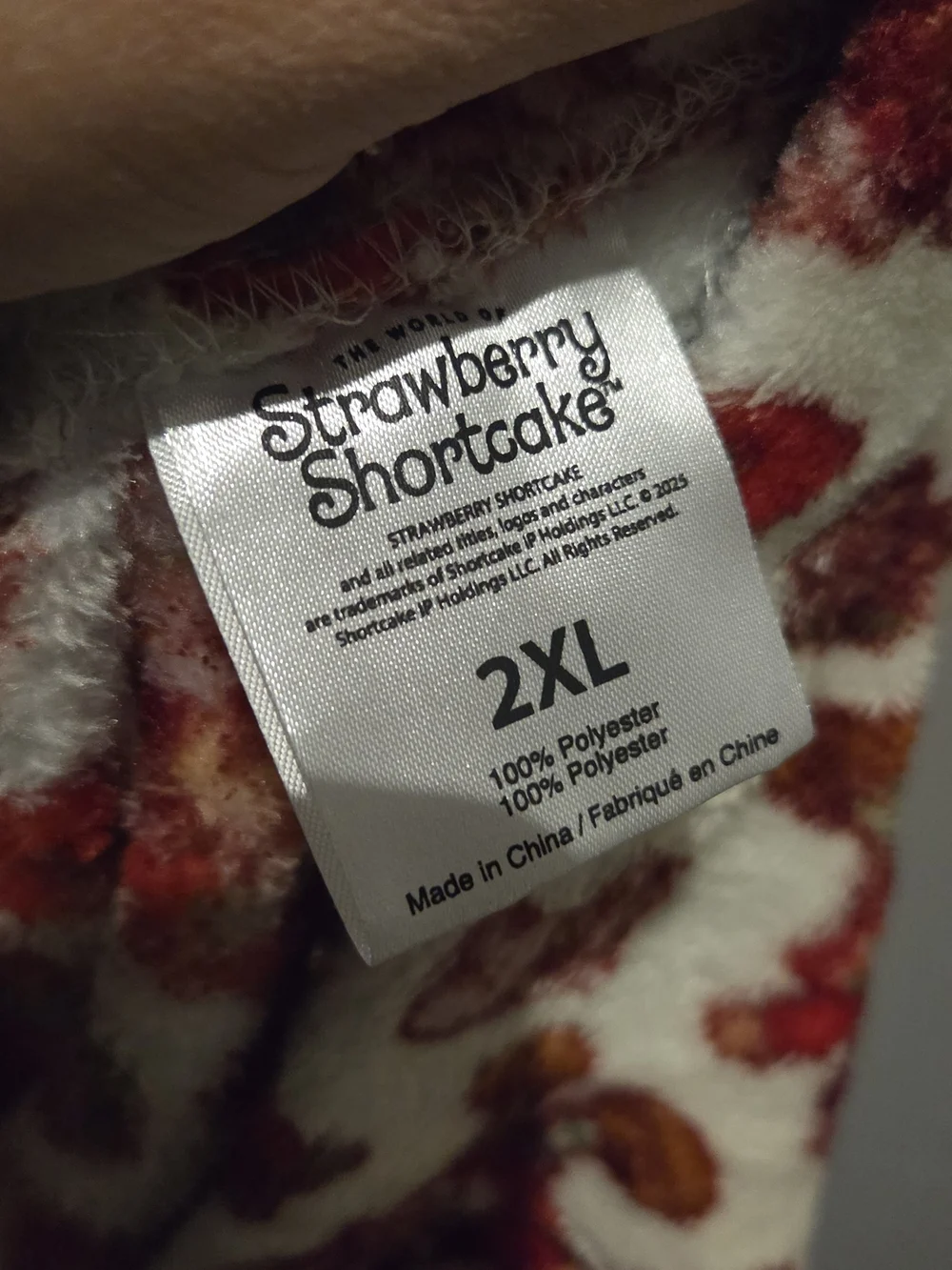 ​Strawberry Shortcake Plush Fleece Pajama Shorts White Red Women's Size 2XL EUC